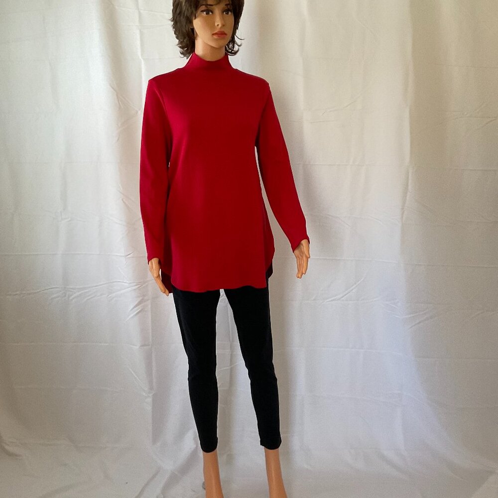 Chico's Red Mock Turtleneck Tunic /  Size 1 (or 8-10 M) / Classic/Timeless